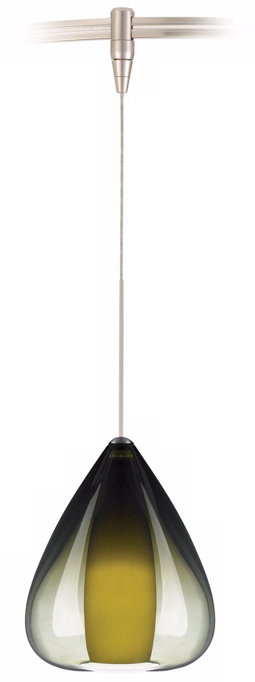Soleil Olive Green Glass Nickel Tech Lighting MonoRail Pendant