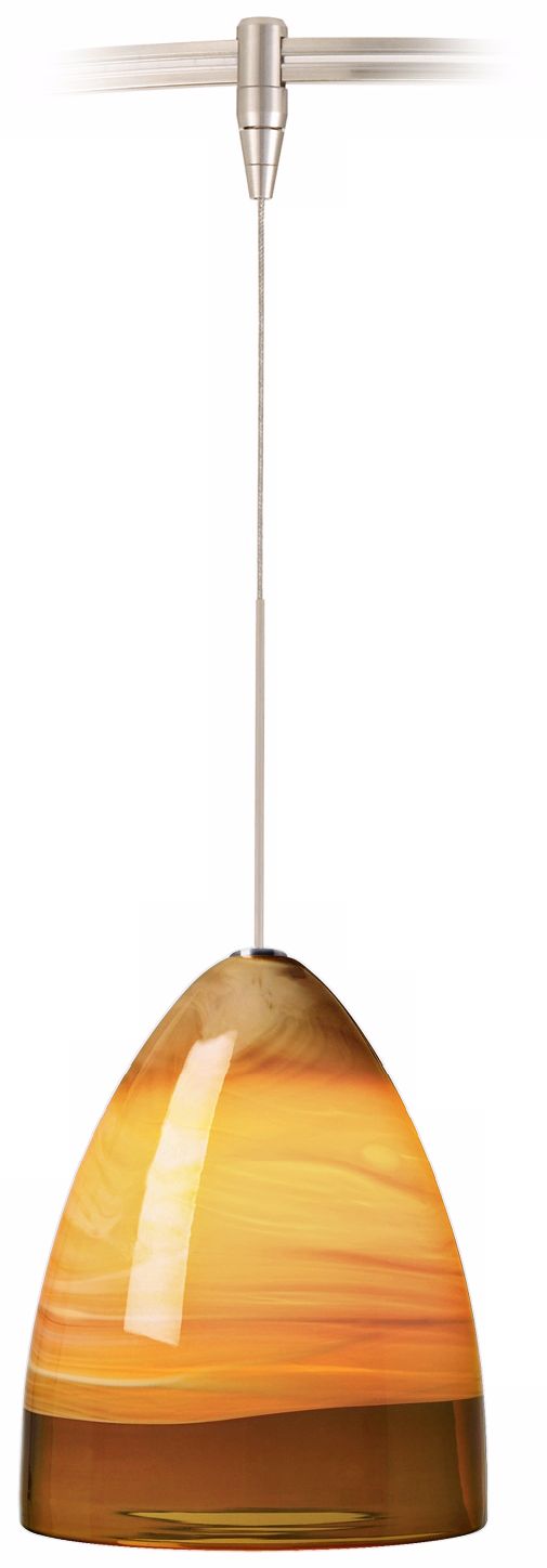 Nebbia Amber Glass Nickel LED Tech Lighting MonoRail Pendant