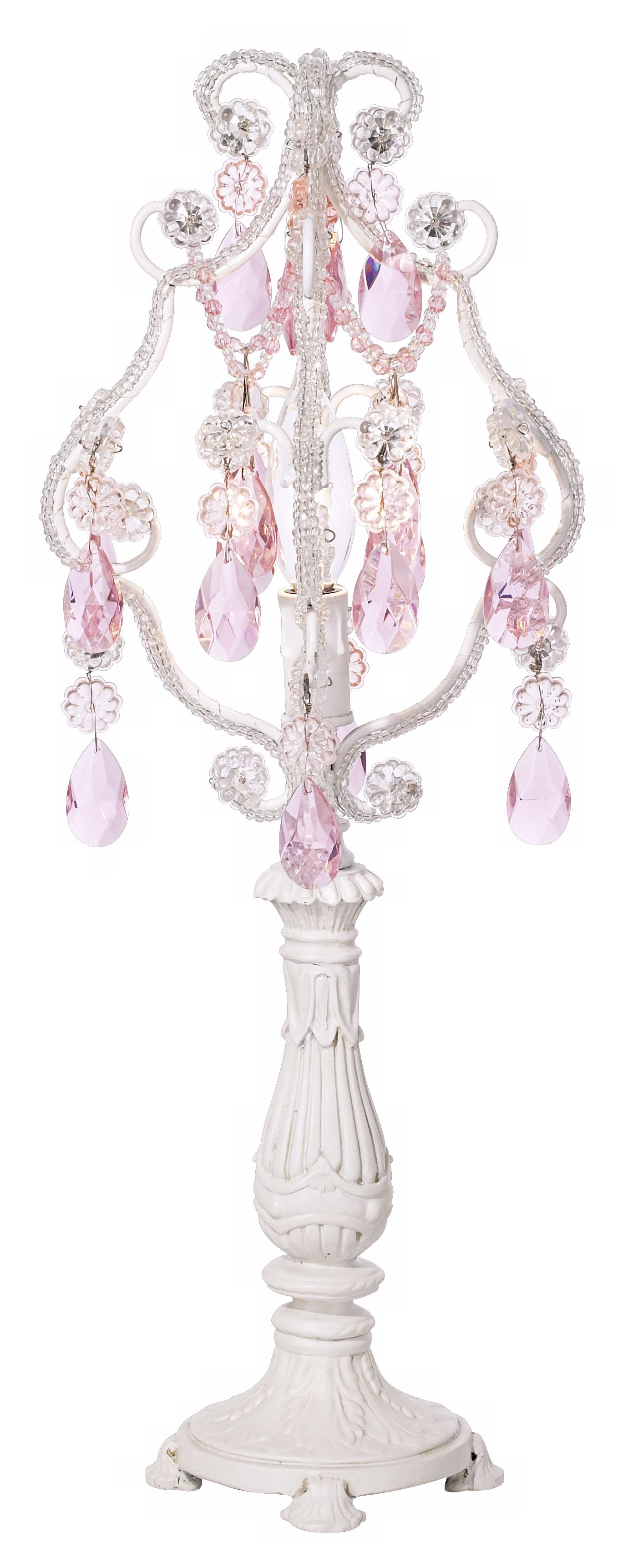 Pink Droplet White Mini Chandelier Accent Lamp