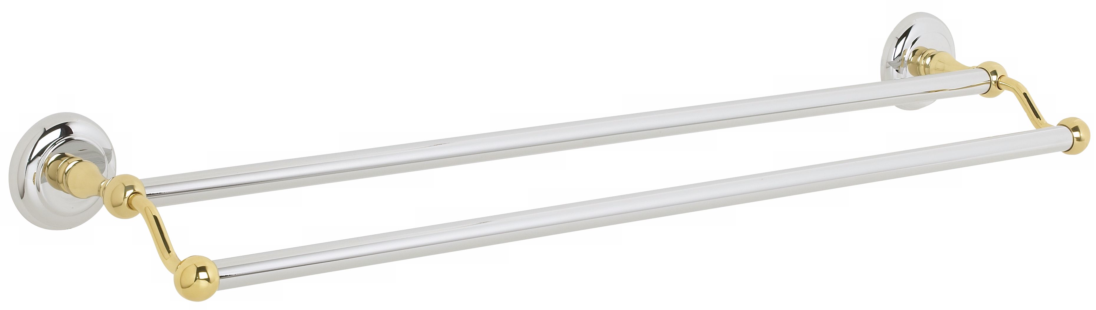Euro Style Chrome and Brass 24" Wide Double Bath Towel Bar