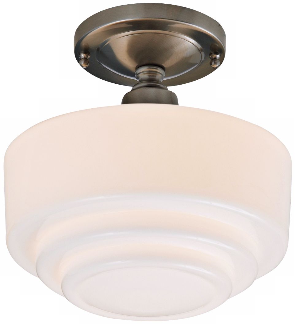 Schoolhouse Step 9 1/2" Wide Brushed Nickel Ceiling Light