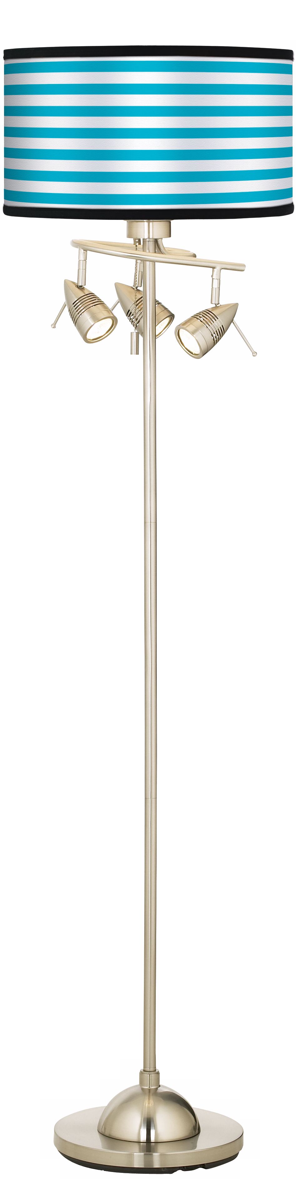 Aqua Horizontal Stripe Giclee 4 Light Floor Lamp