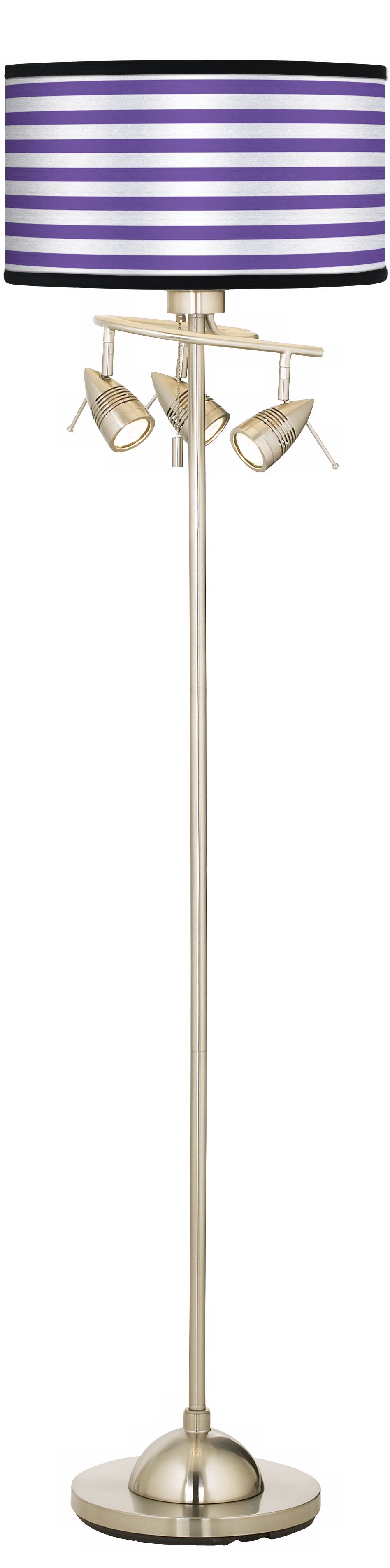 Purple Horizontal Stripe Giclee 4 Light Floor Lamp