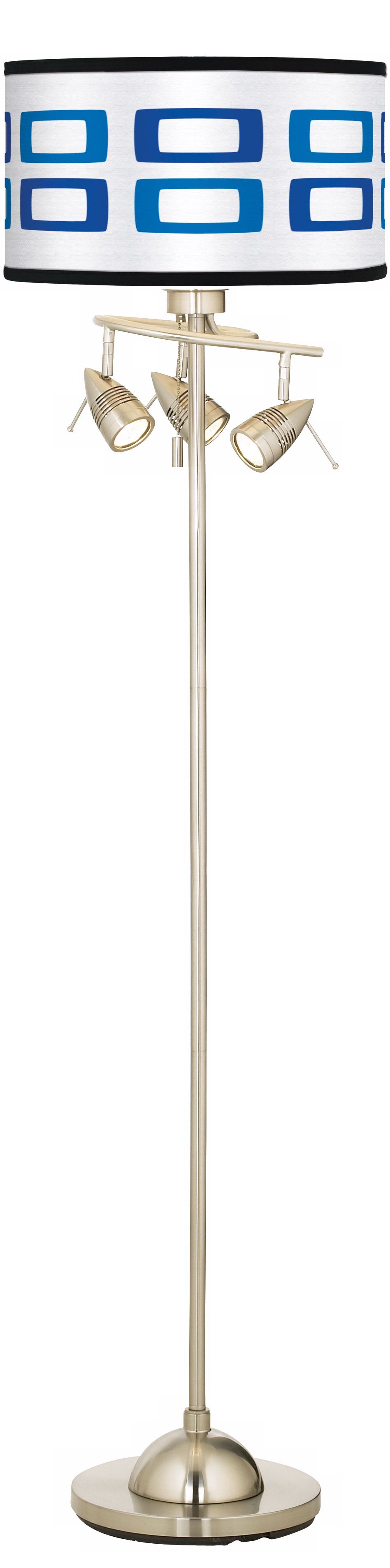 Blue Rectangles Giclee 4 Light Floor Lamp