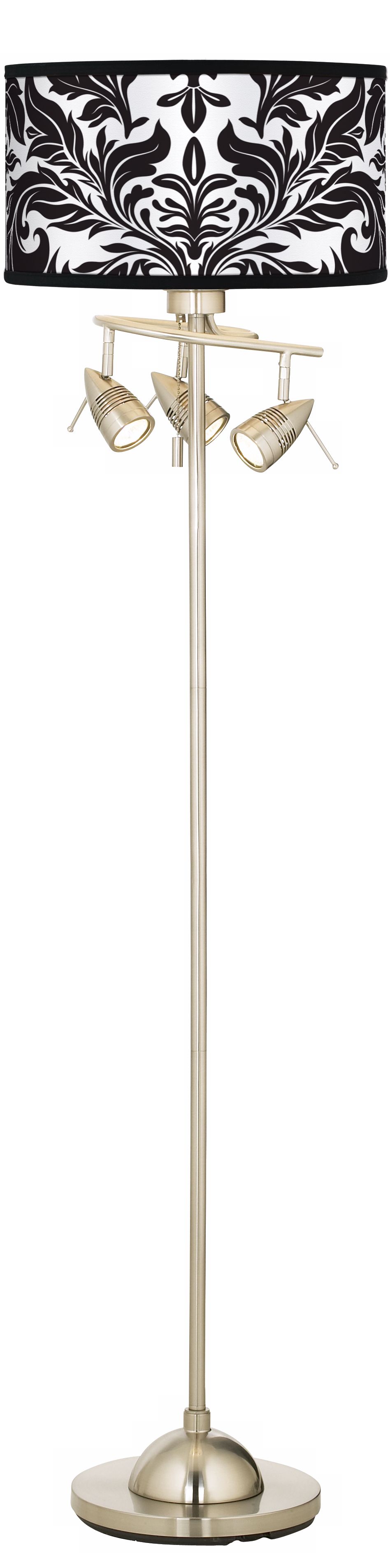 Black Tapestry Giclee 4 Light Floor Lamp