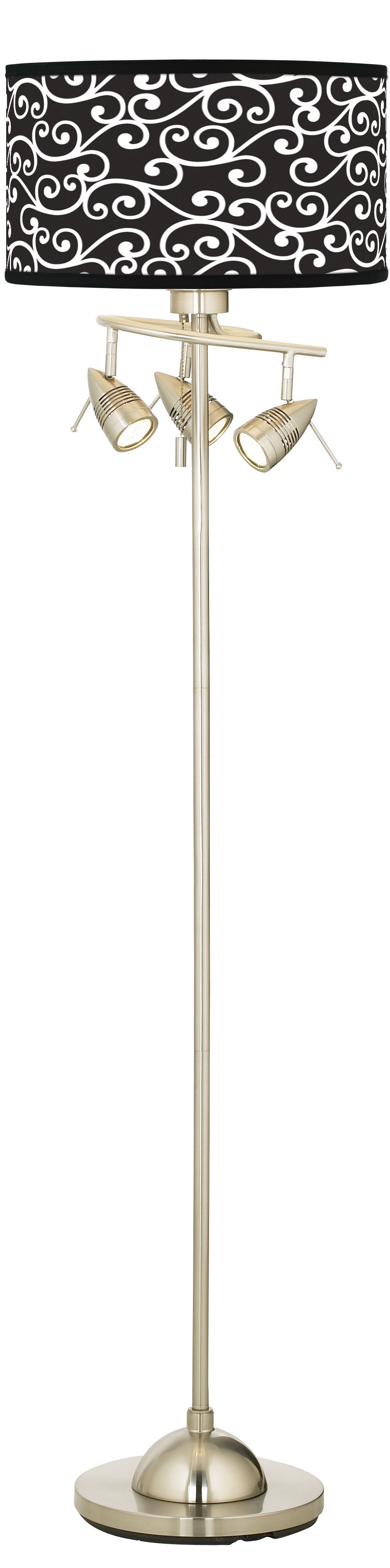 Curlicue Black Giclee 4 Light Floor Lamp