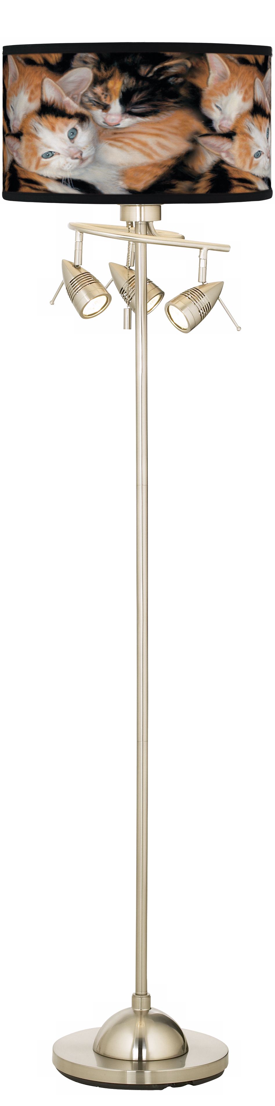 Sleeping Kittens Giclee Brushed Steel Floor Lamp
