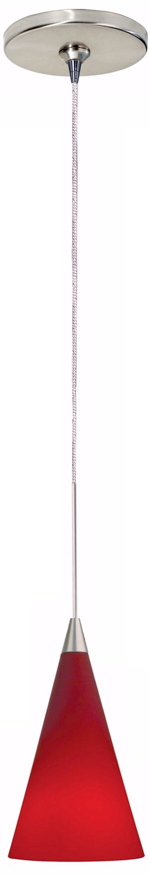 Cone Satin Nickel Red Glass Tech Lighting Mini Pendant