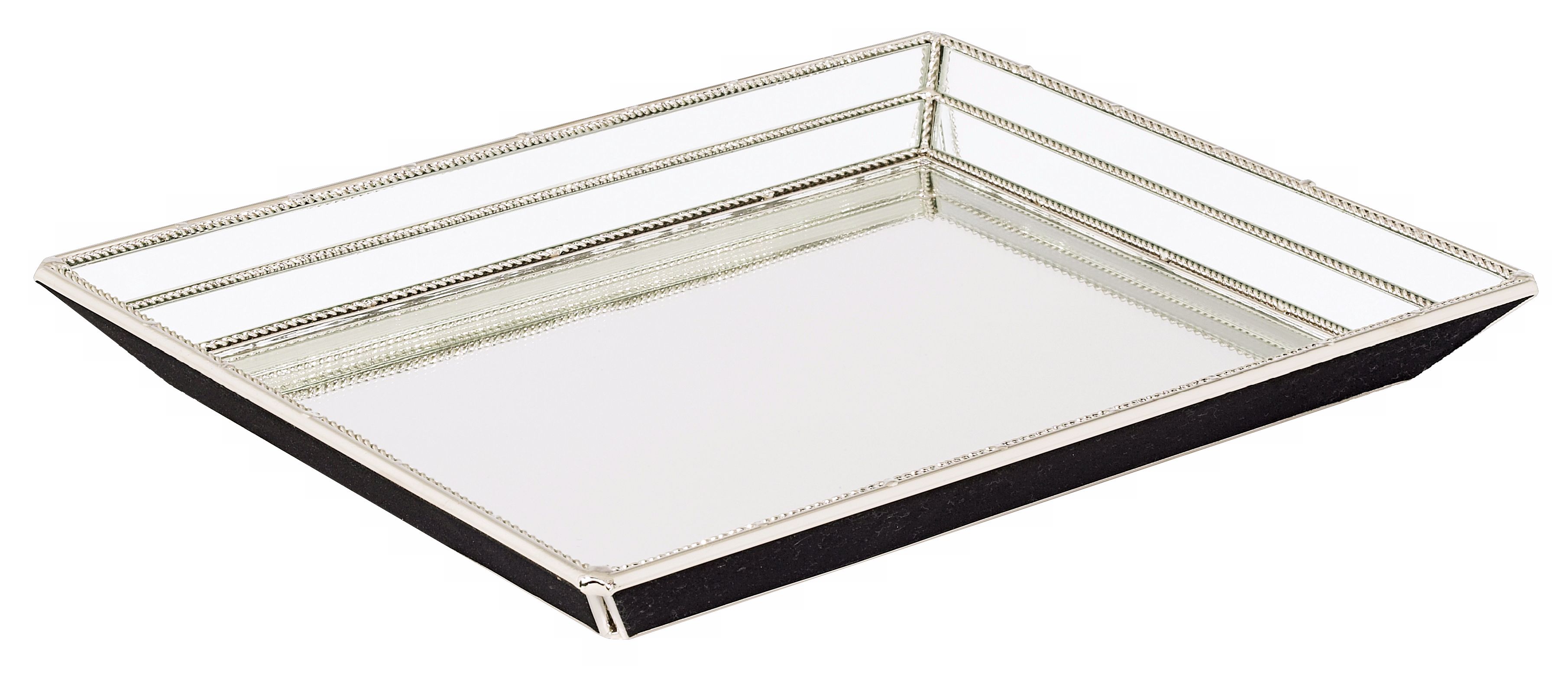Beveled Glass and Metal Serving Tray