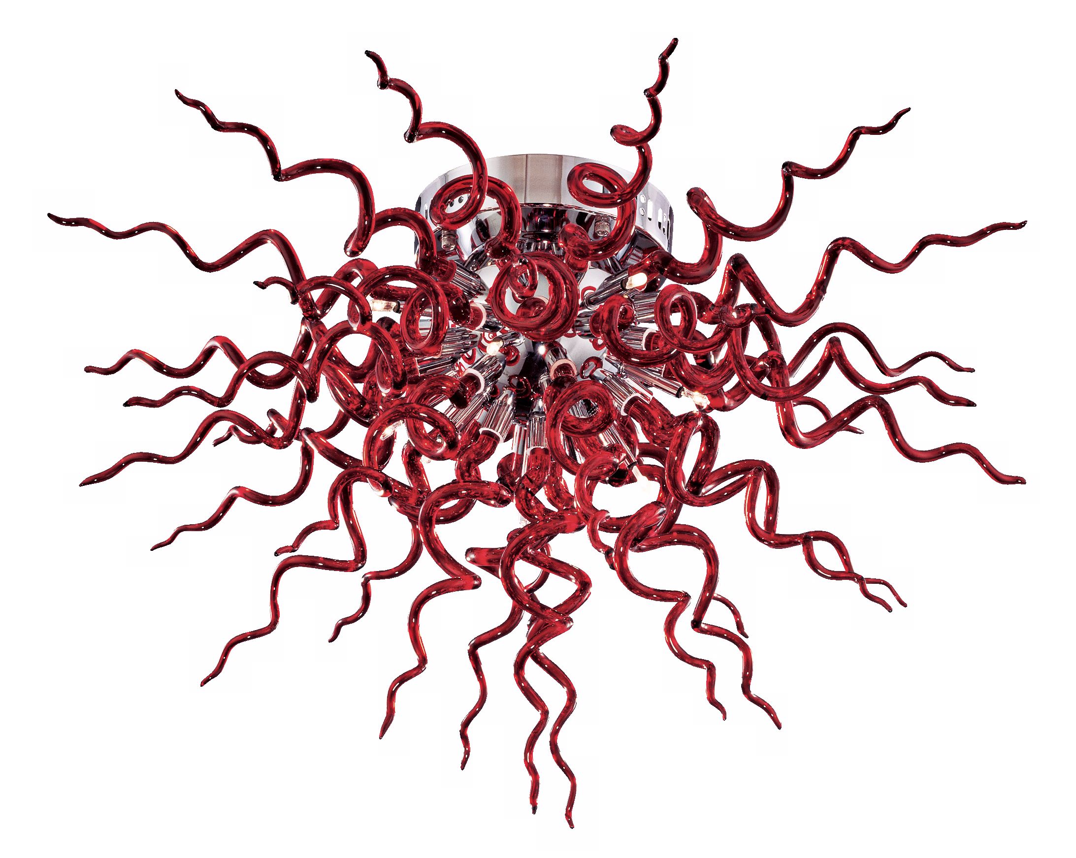 Possini Euro Red Curled Glass 27 3/4" Wide Ceiling Light
