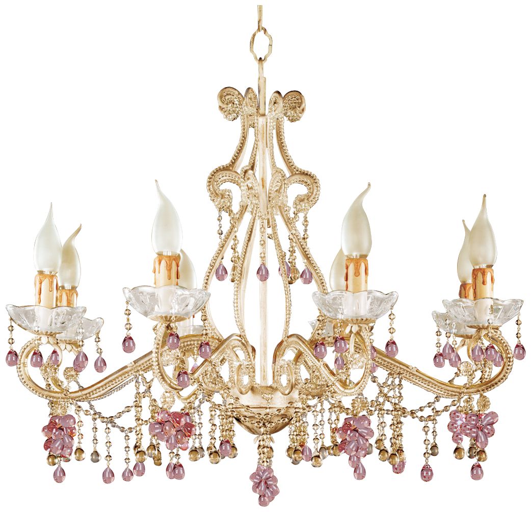 Parisian Rosa Crystals Eight Light Chandelier