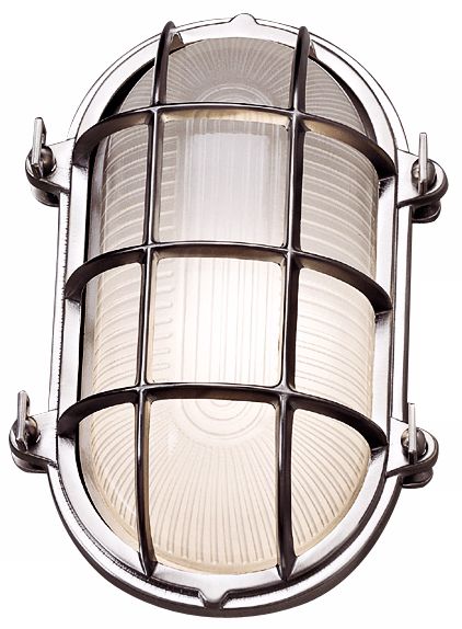 Bulkhead 9 1/2" High Brushed Chrome Oval Outdoor Wall Light