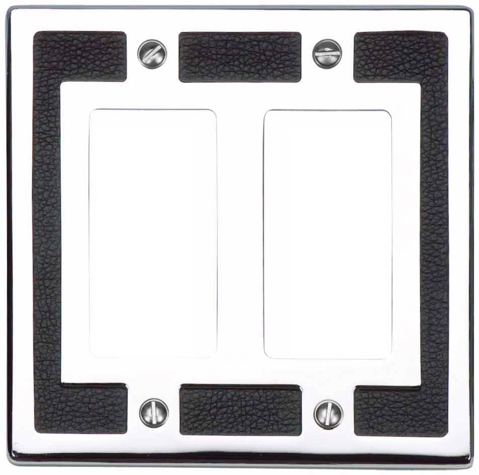 Zanzibar Leather and Chrome Double Rocker Wall Plate 85685