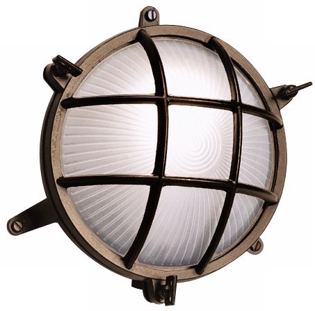 Bulkhead 8 1/4" Wide Brass Round Outdoor Wall Light