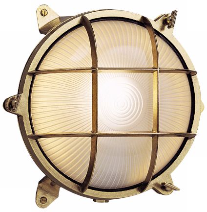 Bulkhead 10 1/4" Wide Brass Round Outdoor Wall Light