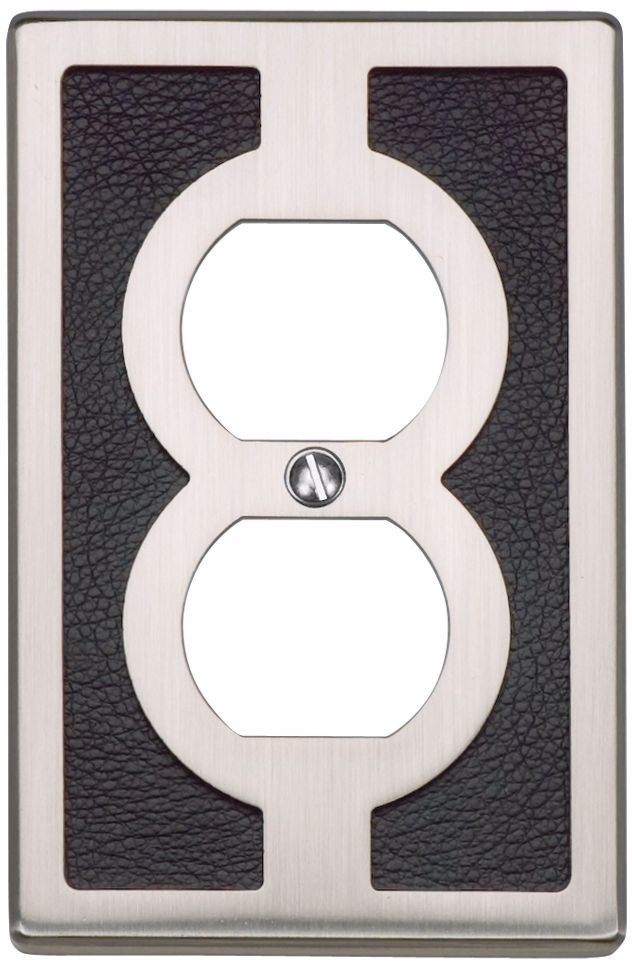 Zanzibar Leather and Brushed Nickel Outlet Wall Plate