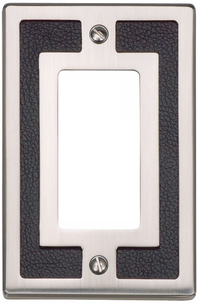 Zanzibar Black Leather and Brushed Nickel Rocker Wall Plate