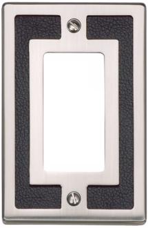 Zanzibar Black Leather and Brushed Nickel Rocker Wall Plate 85904