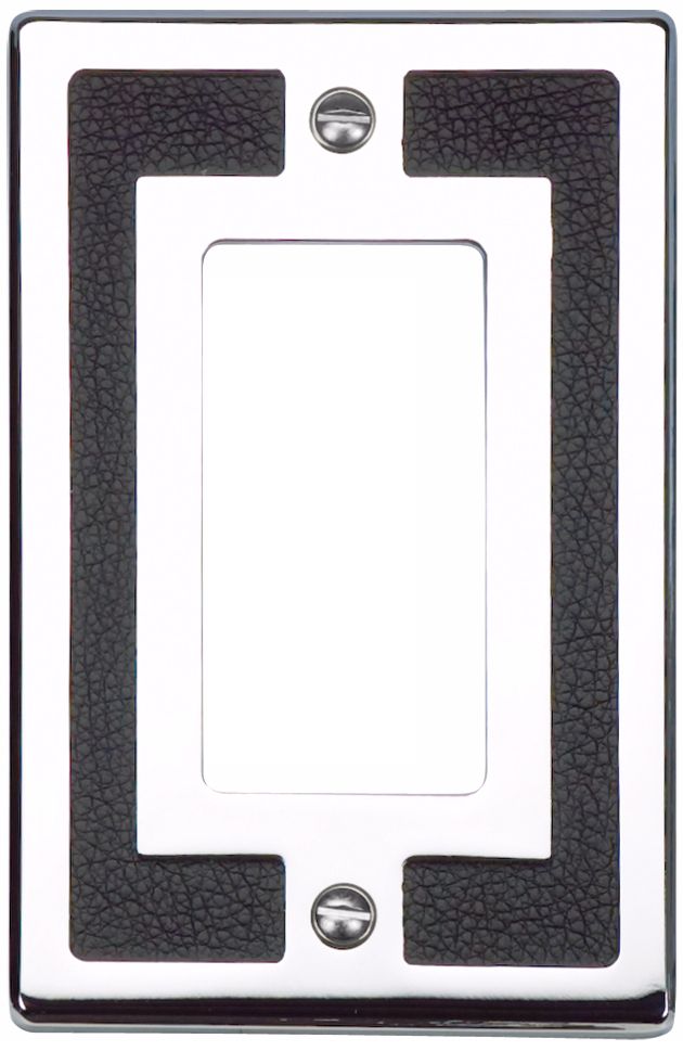 Zanzibar Black Leather and Chrome Rocker Wall Plate