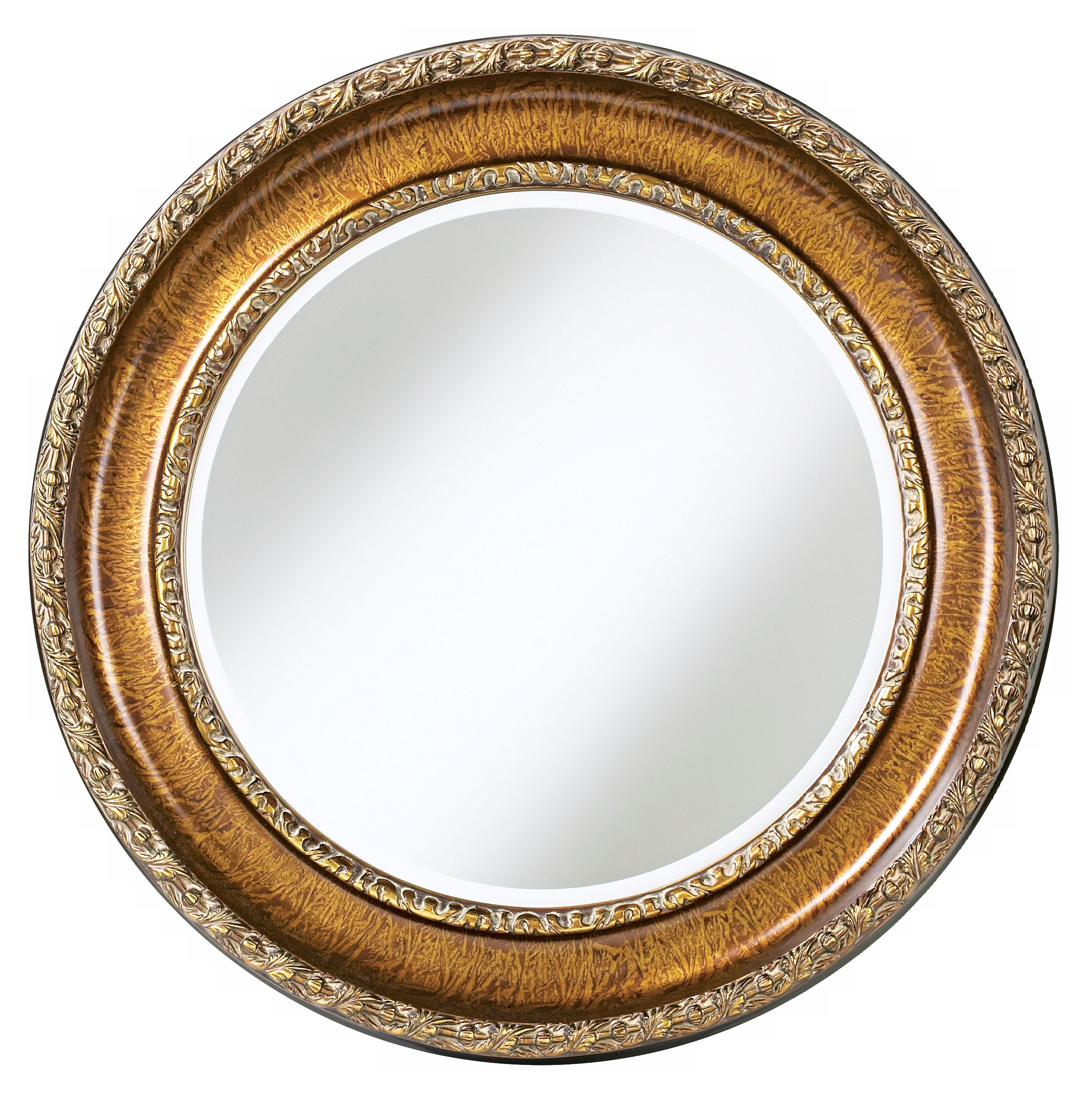 Antique Gold Flower Border 33" Wide Wall Mirror