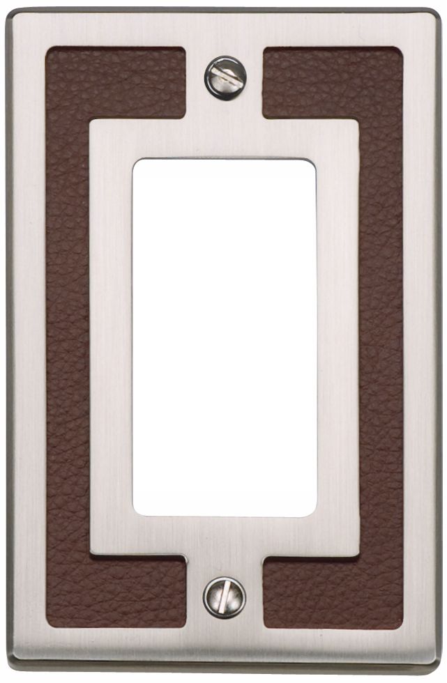 Zanzibar Brown Leather and Brushed Nickel Rocker Wall Plate