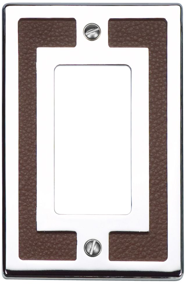 Zanzibar Brown Leather and Chrome Rocker Wall Plate