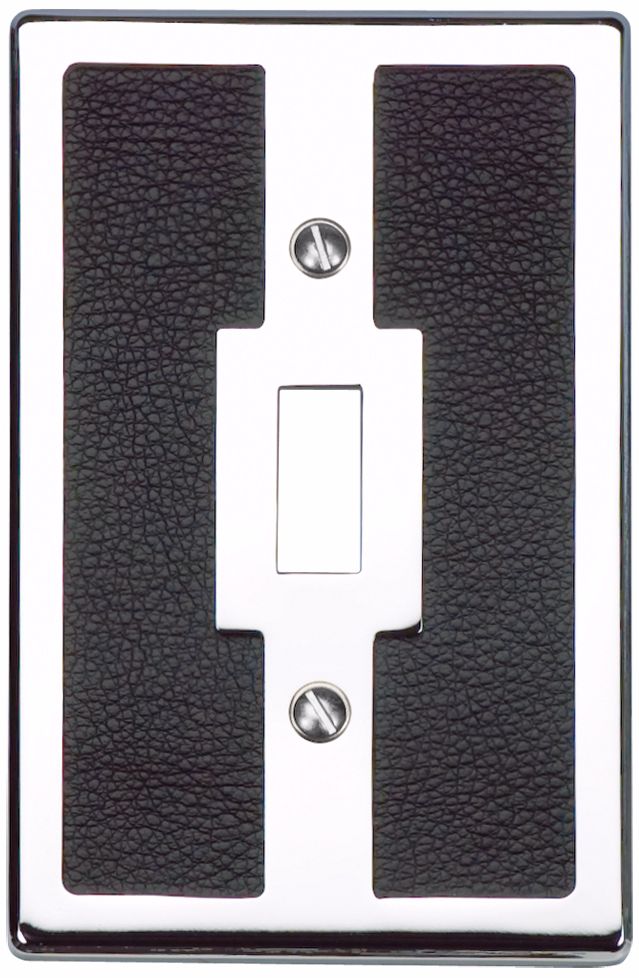 Zanzibar Black Leather and Chrome Toggle Wall Plate