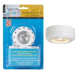 White Halogen 20 Watt Plug In Puck Light 86051