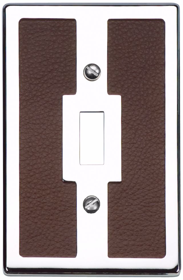 Zanzibar Brown Leather and Chrome Toggle Wall Plate