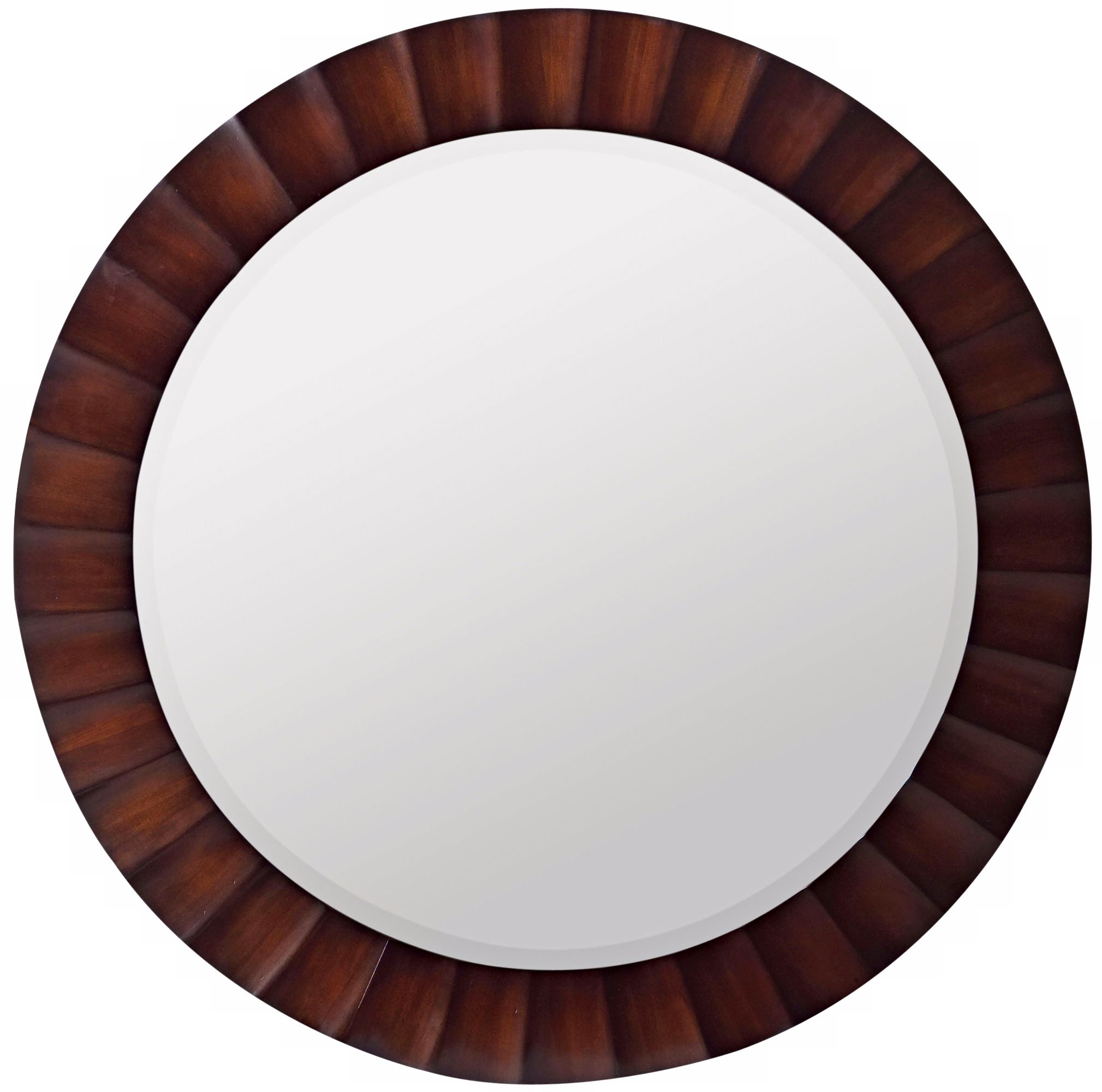 Ridged Dark Brown Round 36" Wide Mirror