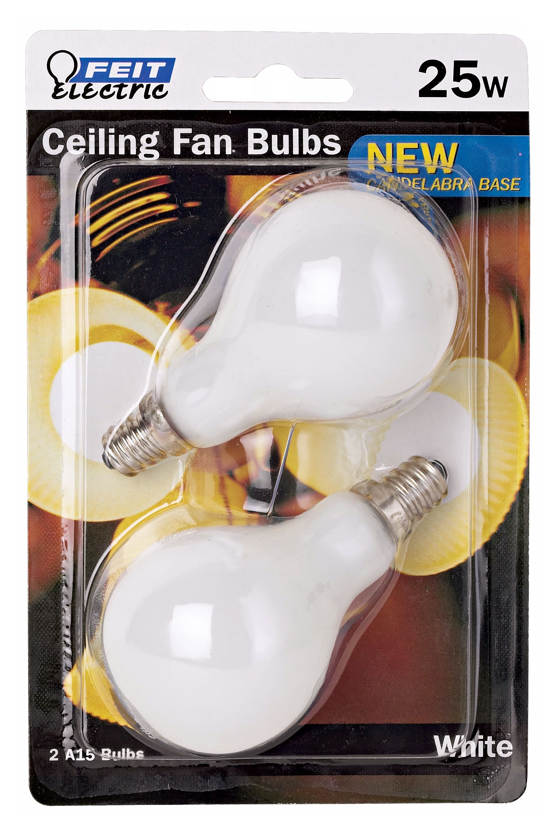 2 Pack 25 Watt Candelabra Base White Ceiling Fan Light Bulbs 86082