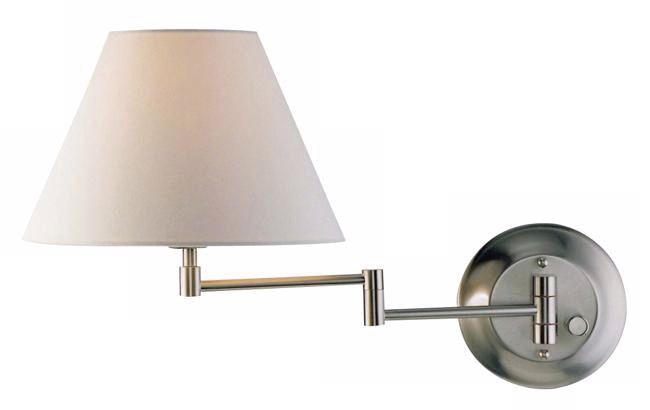 Holtkoetter Nickel Finish White Shade Swing Arm Wall Lamp