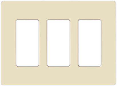 Lutron Claro Light Almond 3 Gang Screwless Faceplate