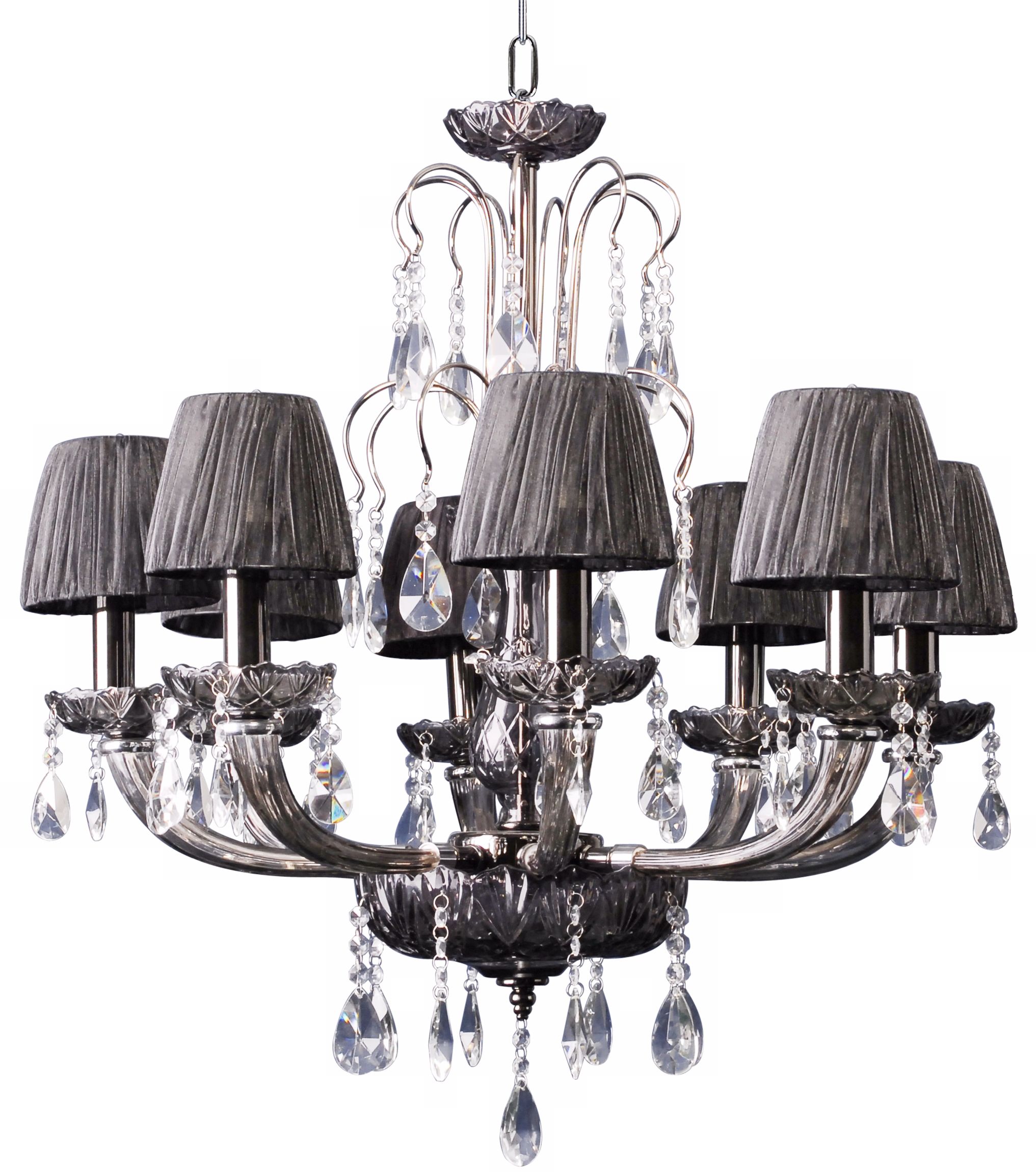 Black Egyptian Crystal Eight  Light Fabric Shade Chandelier