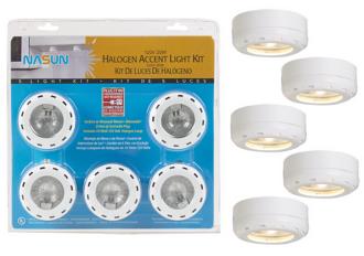 White Halogen 20 Watt 5 Pack Puck Light Kit 86398