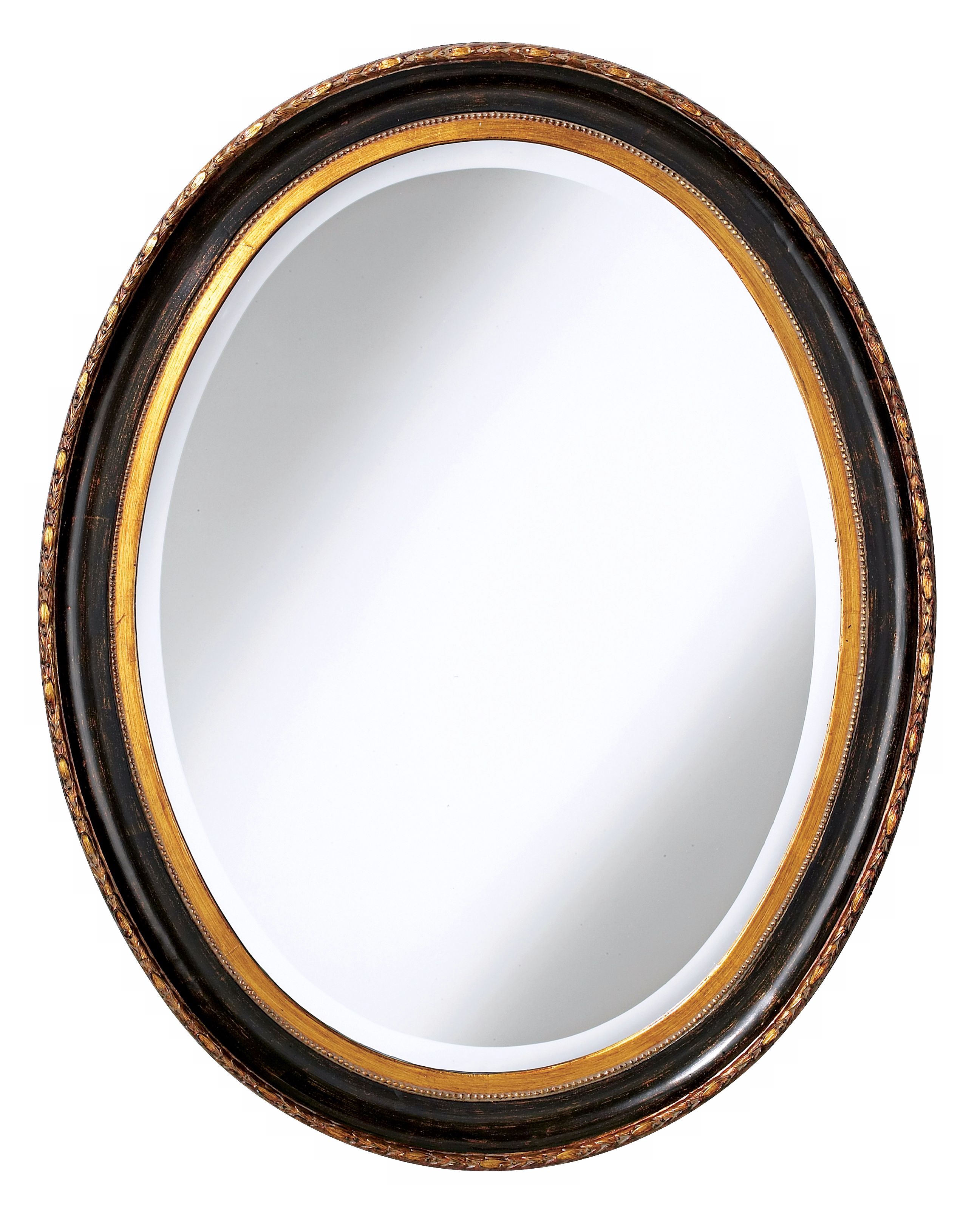 Black Oval with Gold Trim Wall Mirror