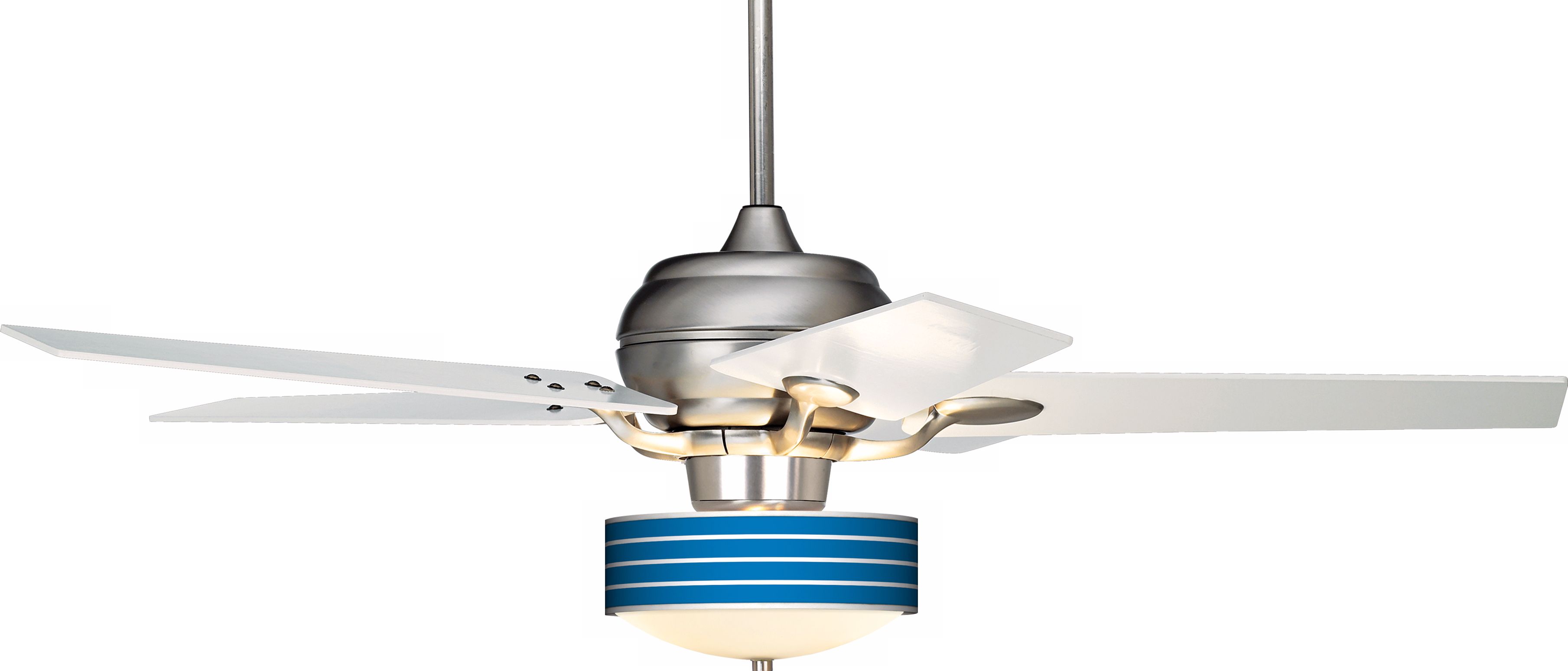 Casa Optima Brushed Steel Finish Bold Blue Stripe Ceiling Fan