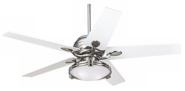 52" Casa Optima Brushed Steel Alabaster Glass Ceiling Fan