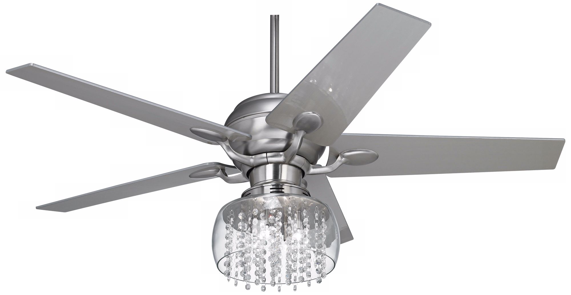 52" Casa Optima™ Brushed Steel and Crystal Ceiling Fan