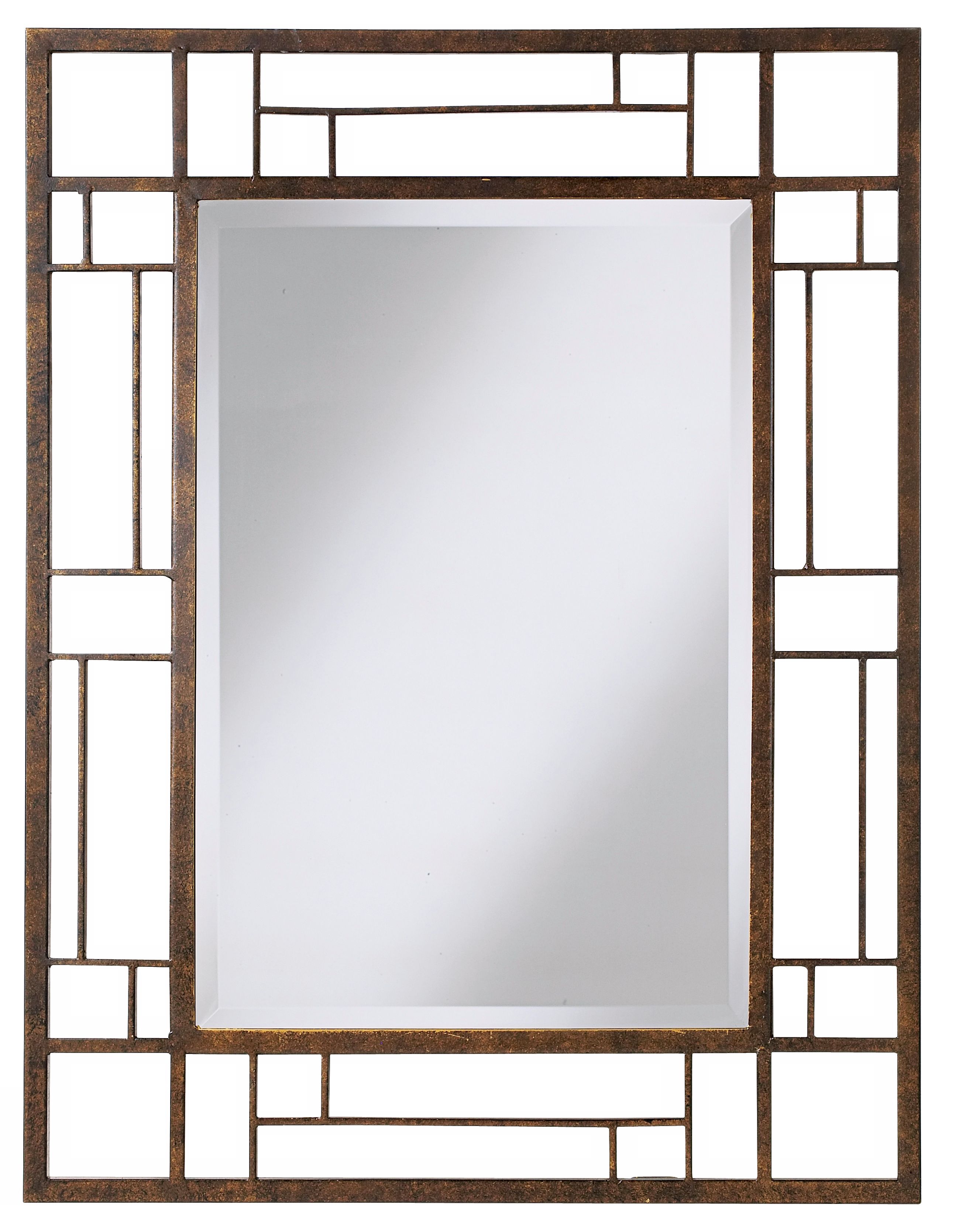 Geometric Design Bronze Metal Openwork 36" High Wall Mirror