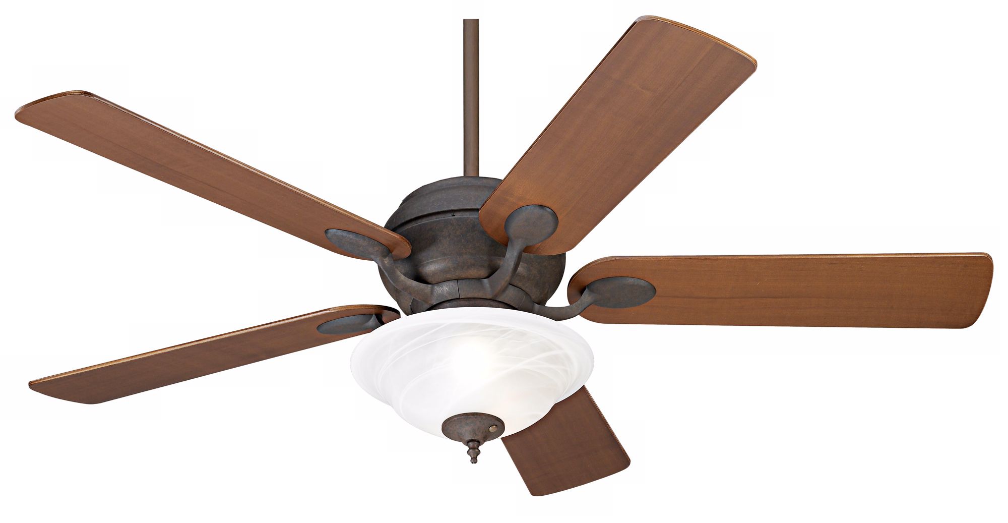 52" Casa Vieja® Black Rust White Glass Ceiling Fan