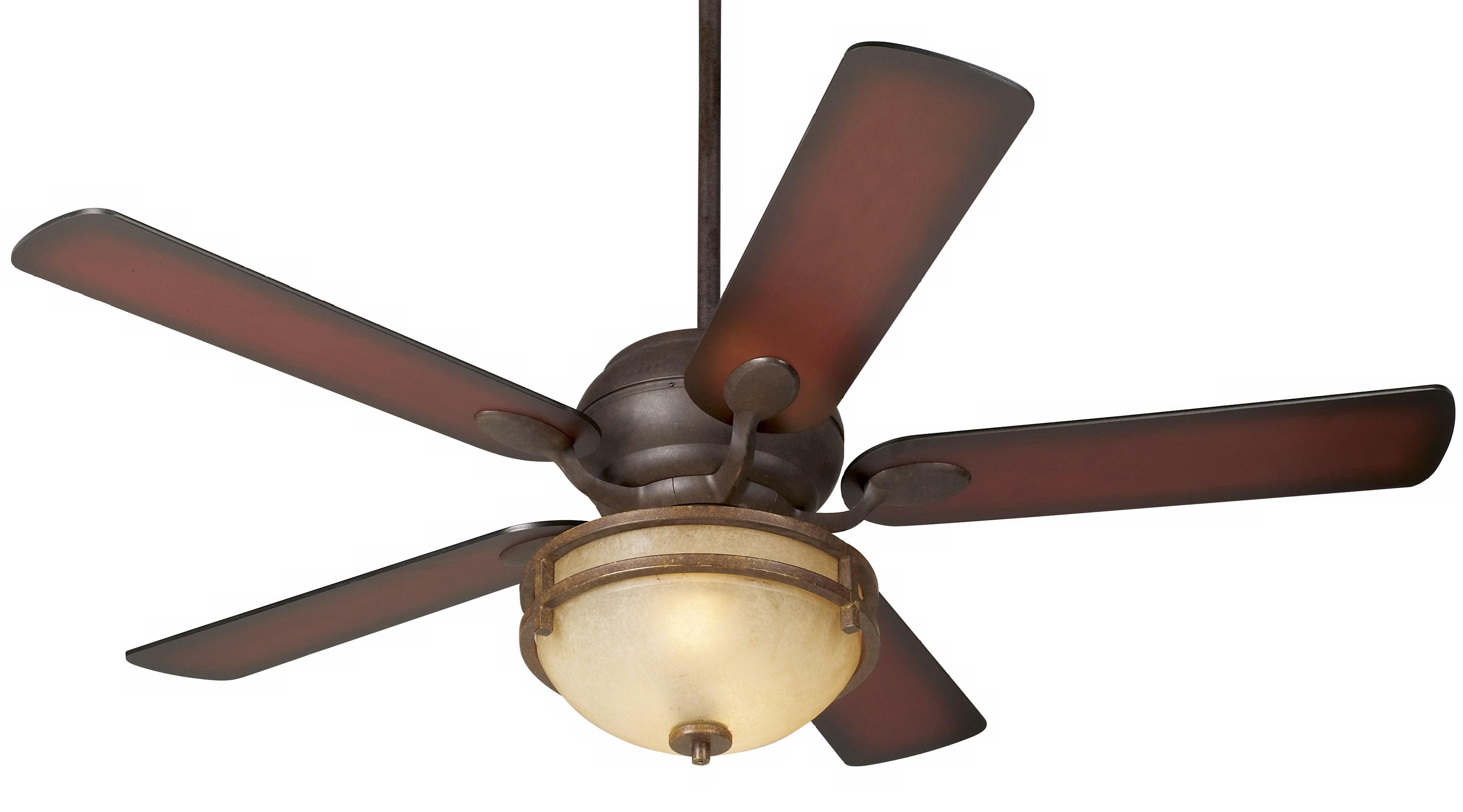 52" Casa Vieja® Black Rust Shaded Blades Ceiling Fan