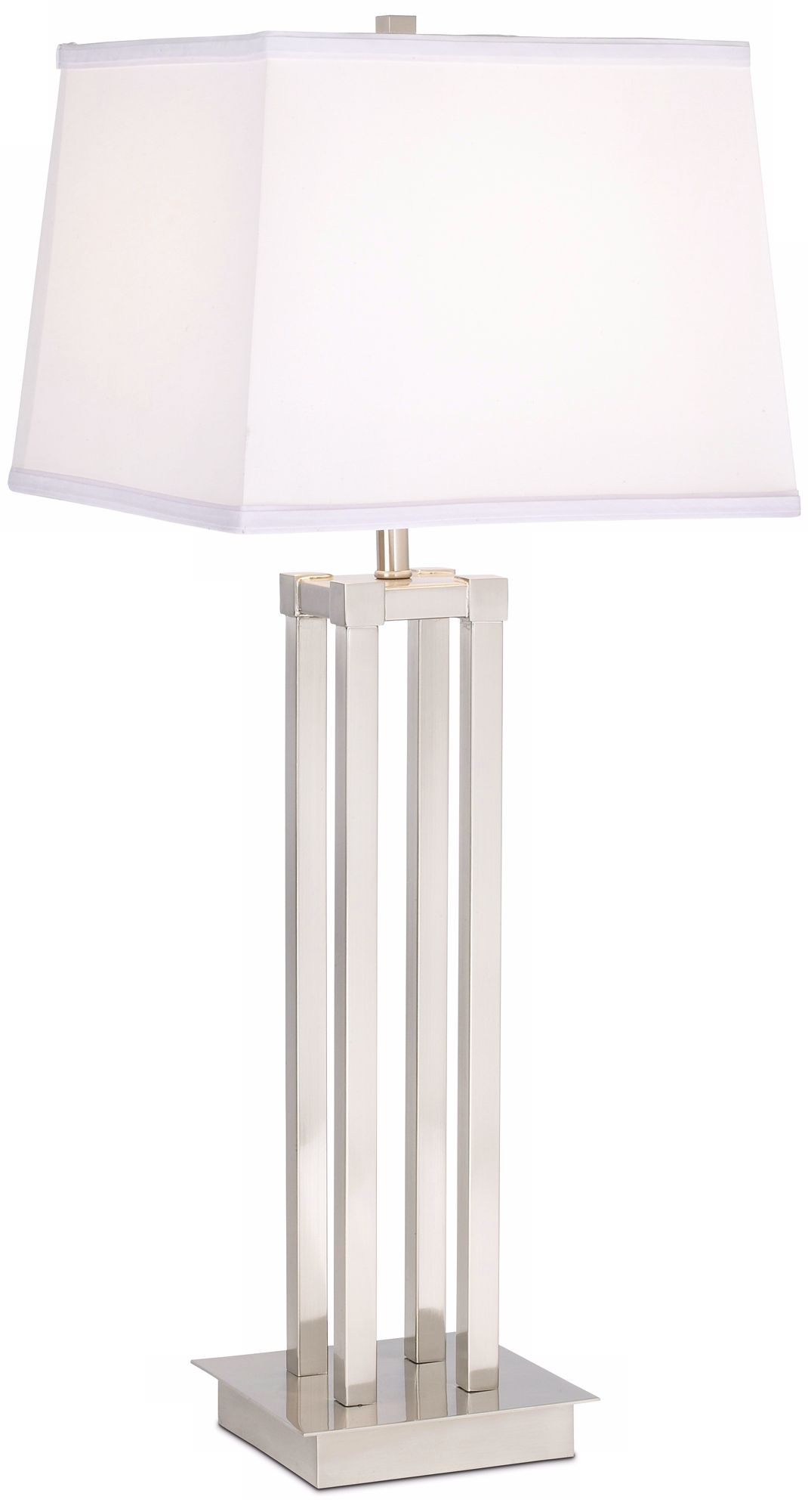 Brushed Steel 4 Column Table Lamp