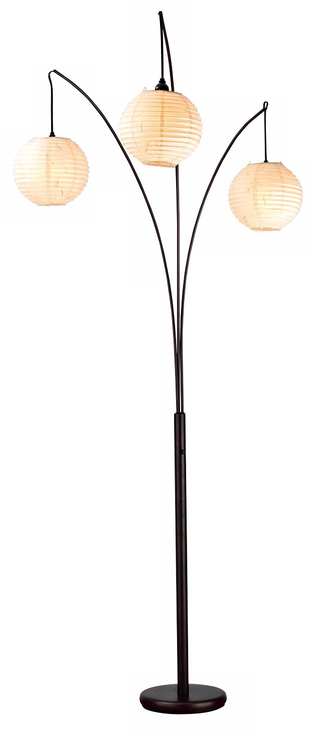 Spheres Antique Bronze Three Lite Arc Floor Lamp