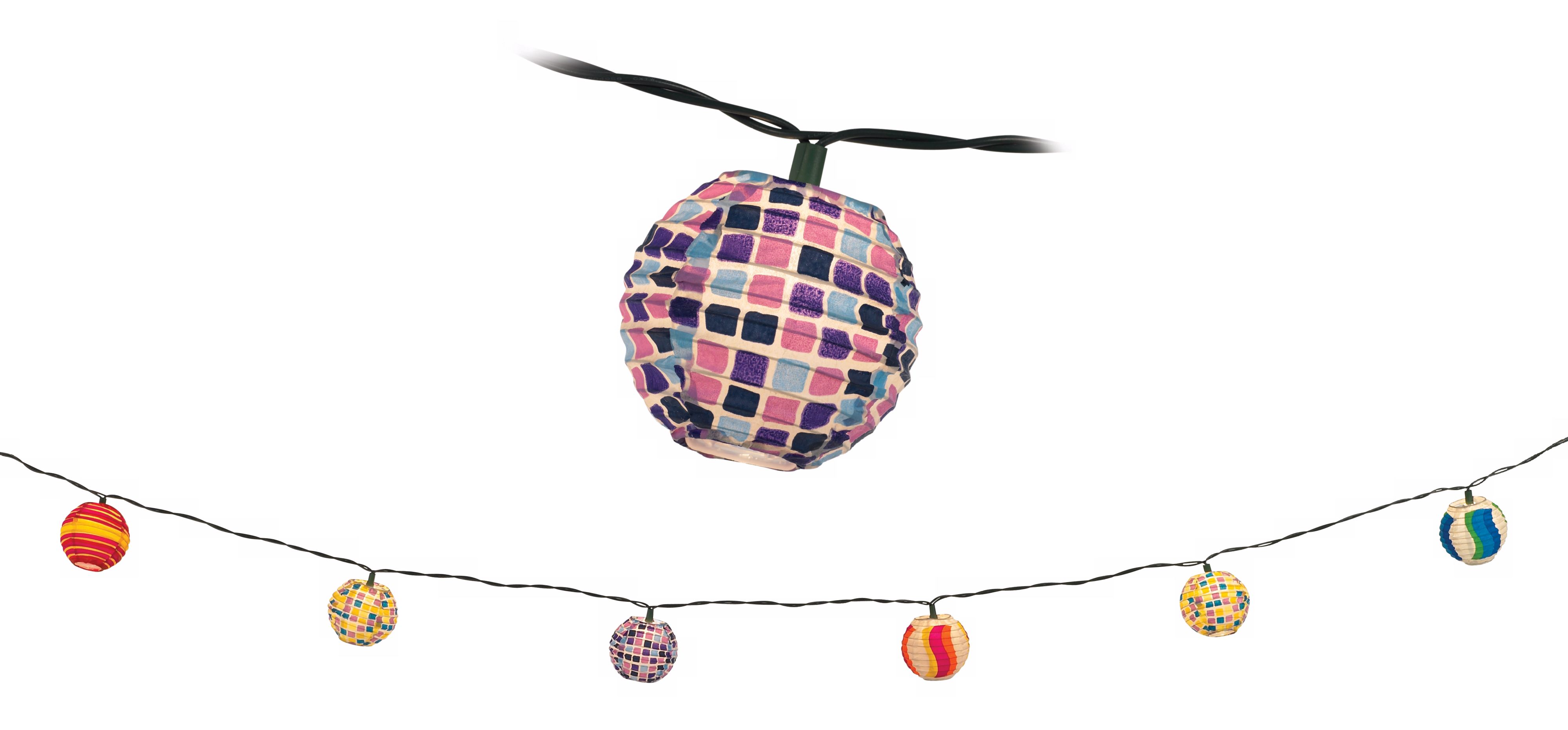 Ten Light Bright Paper Lantern String Party Lights Set