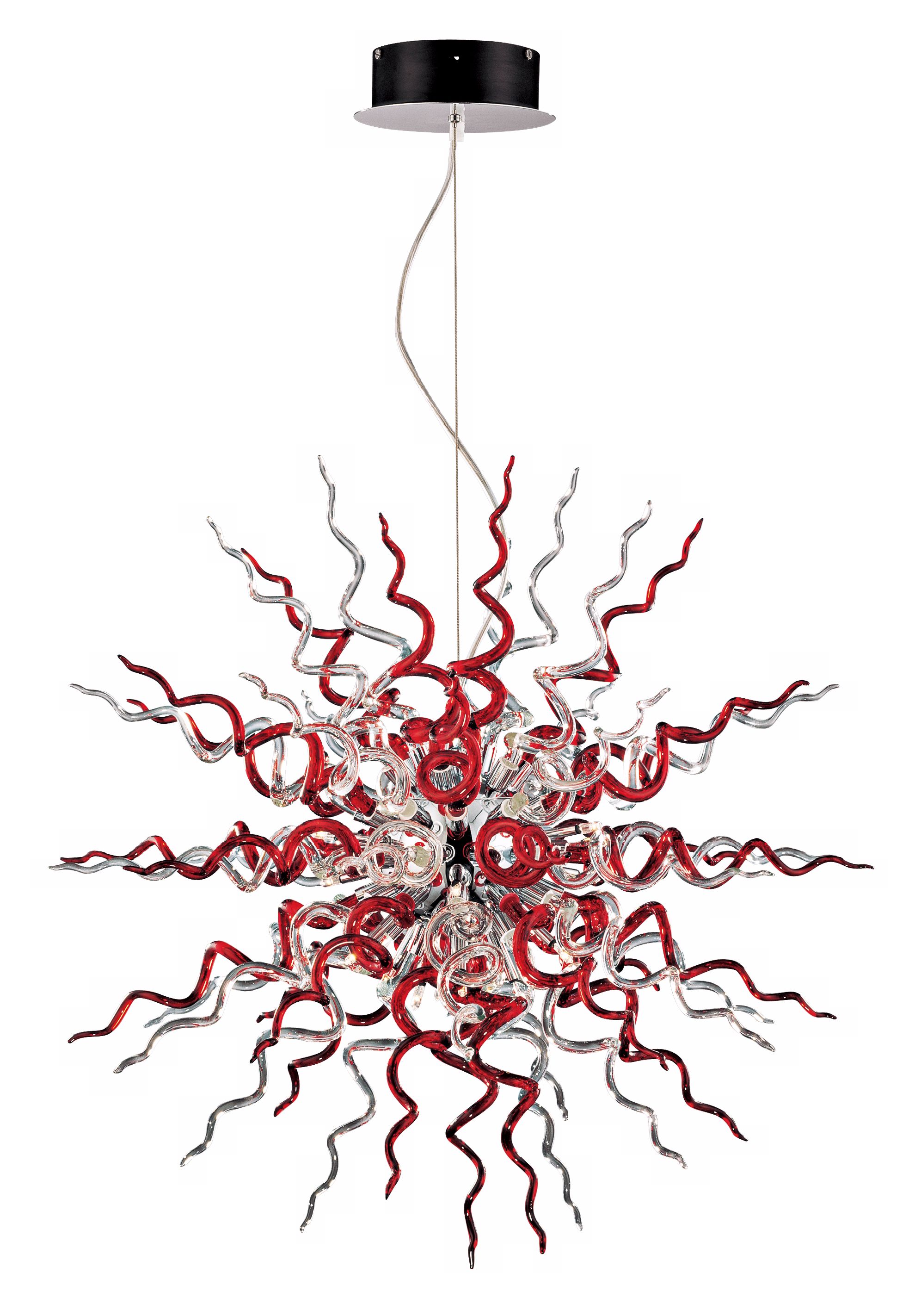 Possini Euro Design Red Swirl Glass Pendant Chandelier