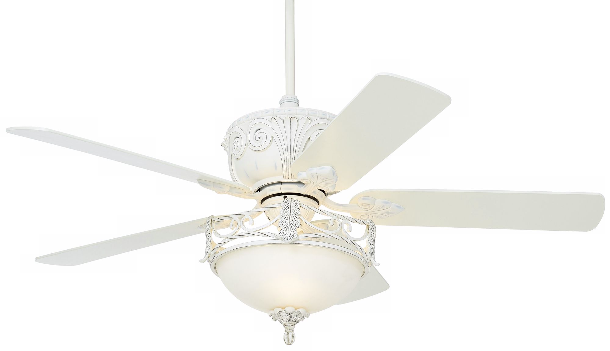 52" Casa Deville™ Rubbed White Ceiling Fan with Light