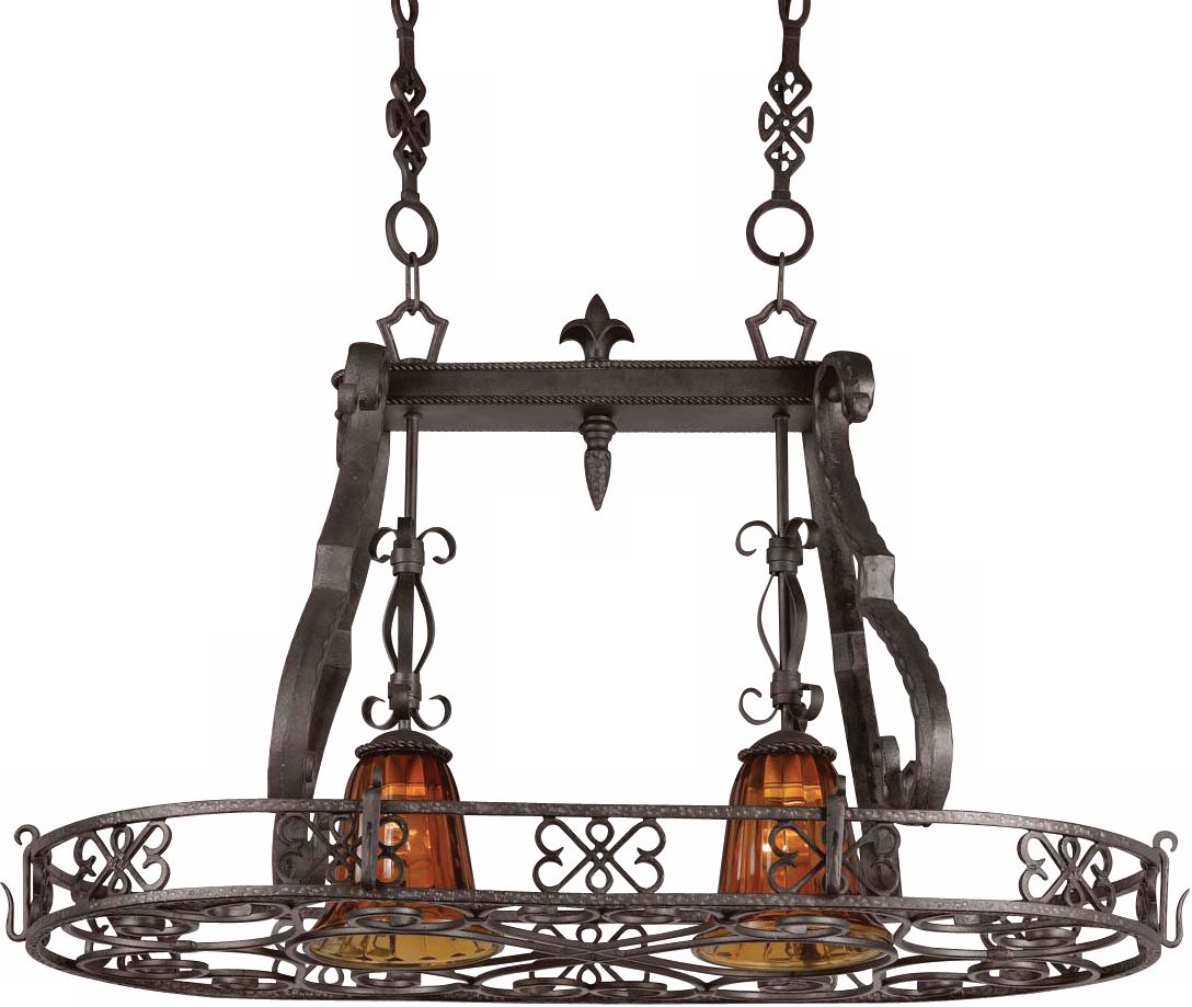 Blacksmith Bronze Two Light Pot Rack Chandelier