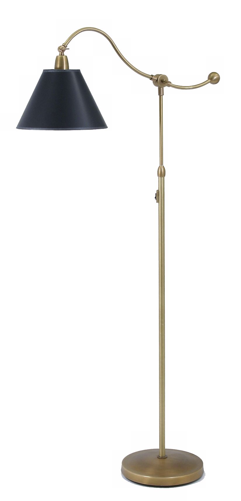 Hyde Park Black Parchment Downbridge Brass Finish Floor Lamp