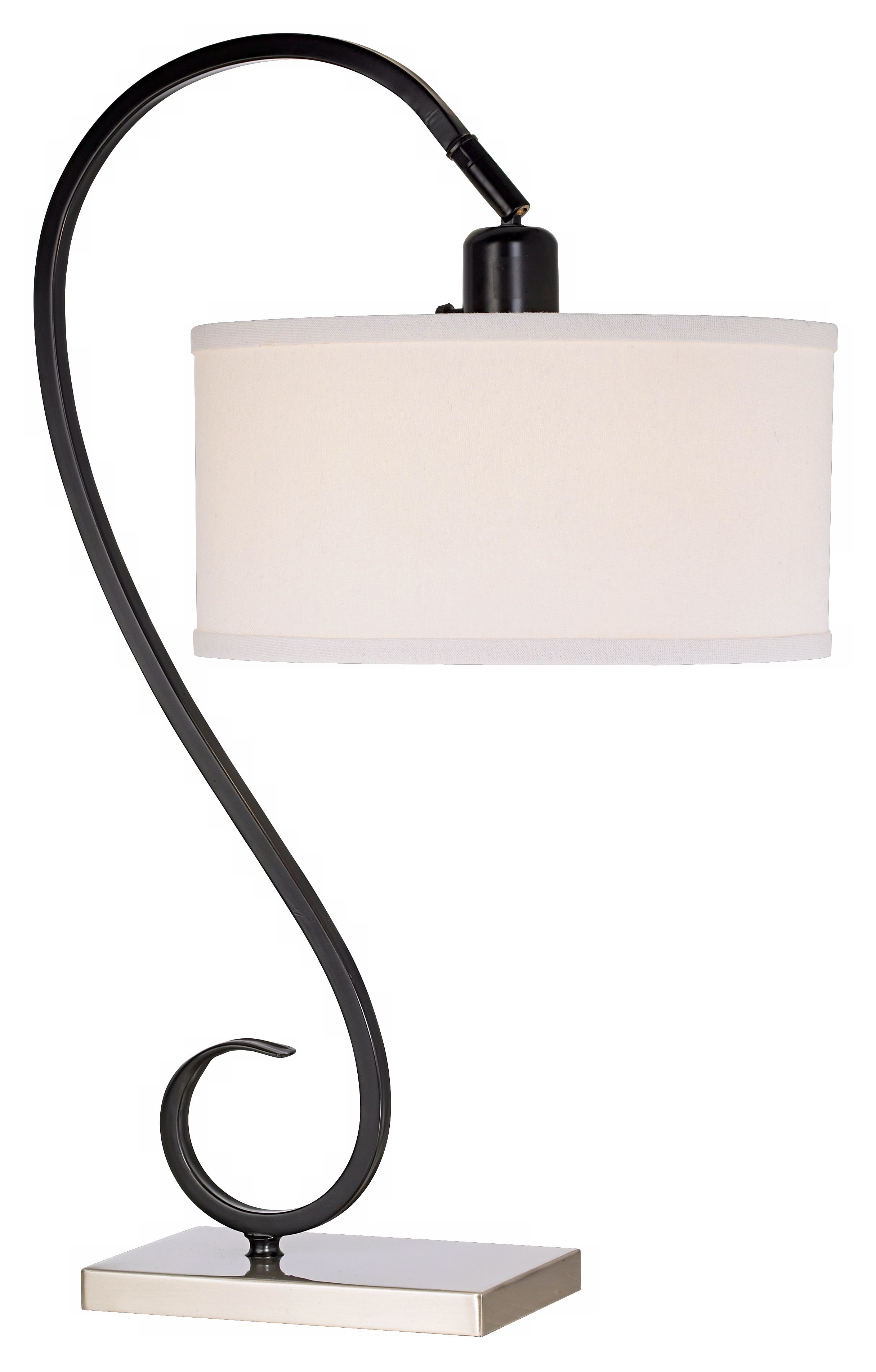 Black Scroll Steel Base Drum Shade Table Lamp